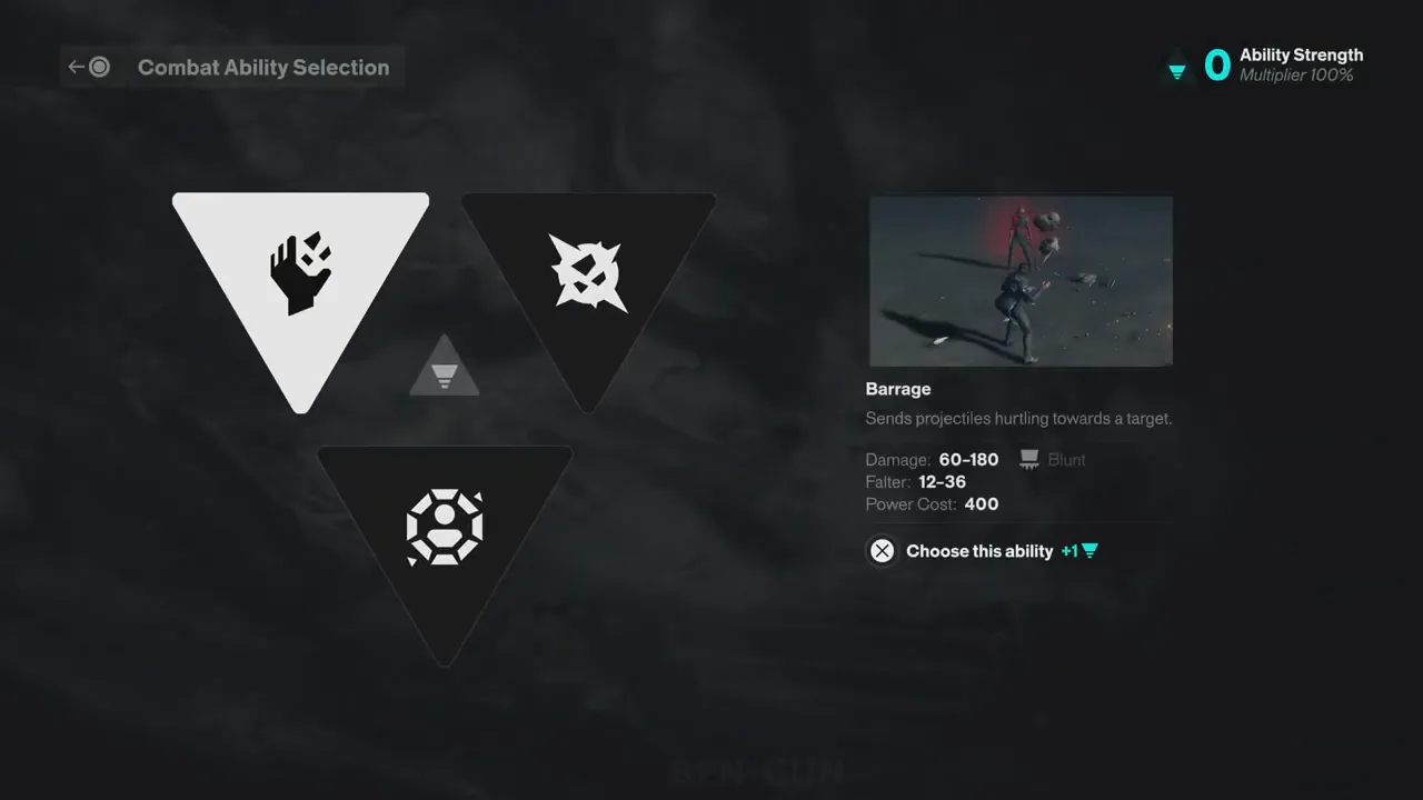 Combat Ability Selection after The Artist: Barrage, Volatile Anomaly and Shield