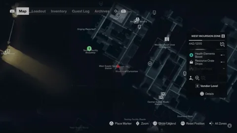 The Museum of Curiosities on the West Incursion Zone map