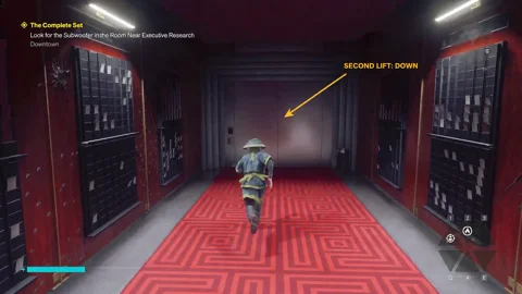 The second lift down to the storage level, arrow added