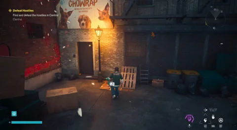 Toy location beneath the illuminated CHOWRAP sign in Central