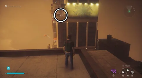 Target balcony visible across the chasm in Unknown
