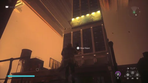 Skyscraper with vertical BAR sign pointing down to the balcony entrance