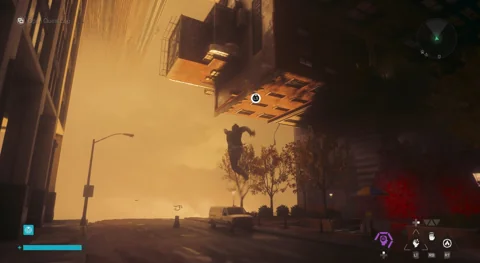 Using Reach to latch onto the tree canopy and ascend the building