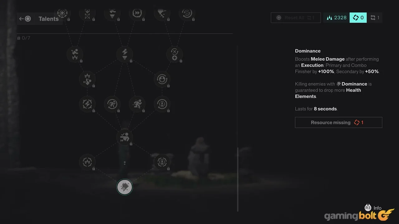 Dominance talent: conditional melee bonuses after an Execution