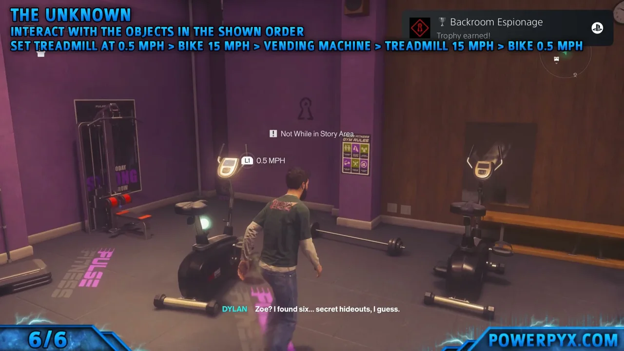 The Backroom Espionage trophy notification earned at Pulse Fitness
