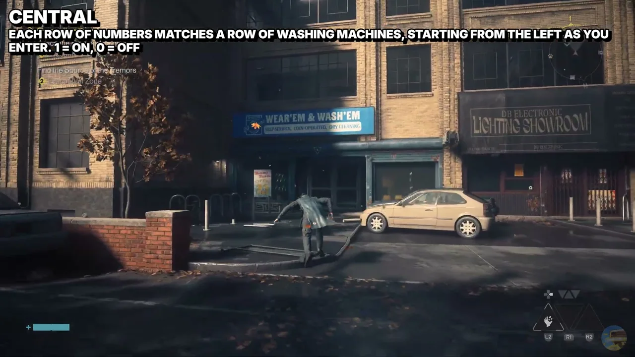 The blue Wear’Em & Wash’Em laundromat storefront sign in Central