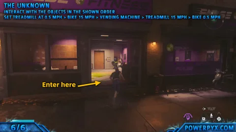 Arrow pointing to the open entrance of Pulse Fitness