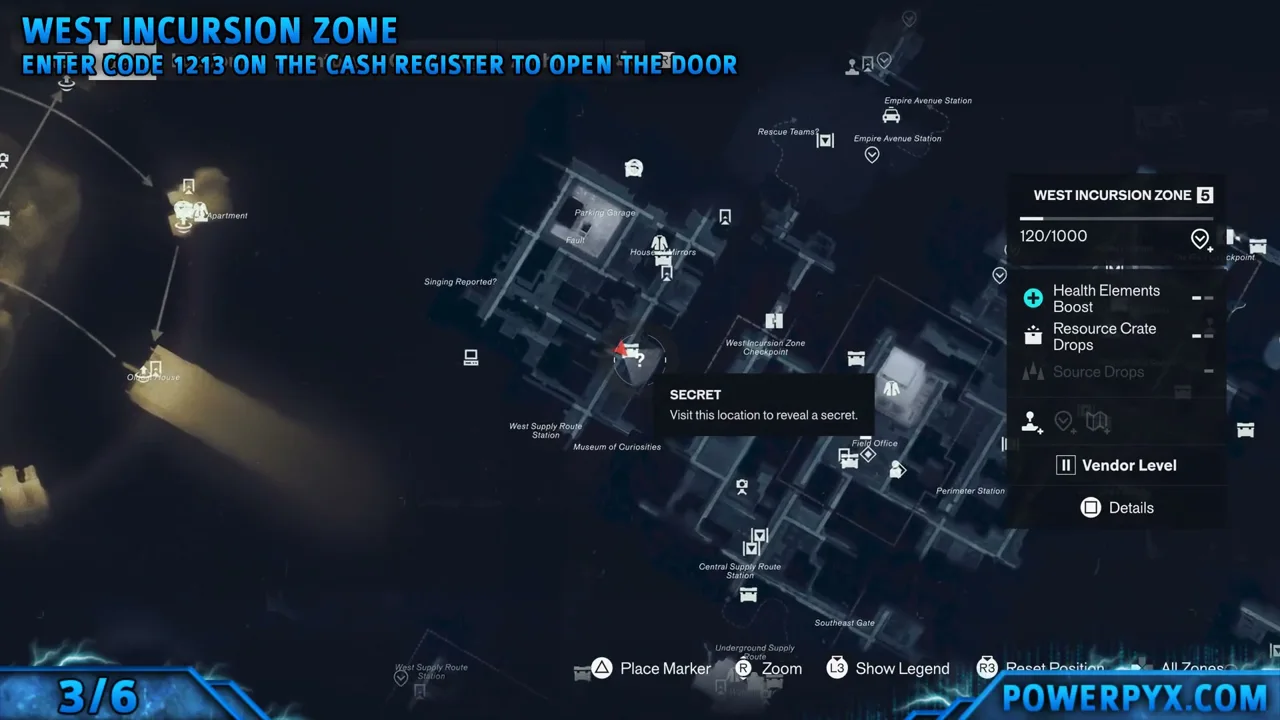 The Urban Fresh Mart Secret Hideout on the West Incursion Zone map, south of the House of Mirrors