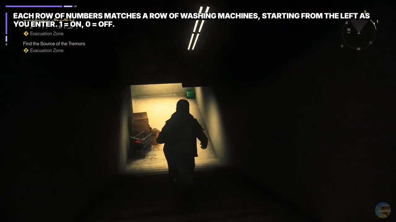 From the break room passage down the stairs to the chest