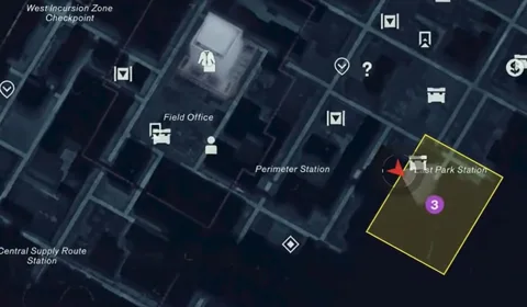 Map with the laundromat area marked near East Park Station in Central