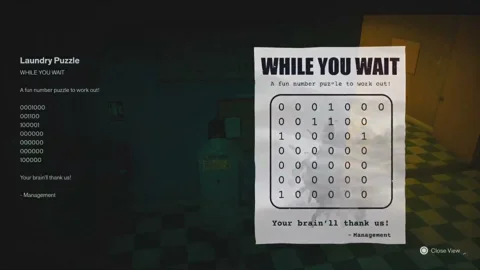 The "While You Wait" note in the reading view: seven rows of 0s and 1s
