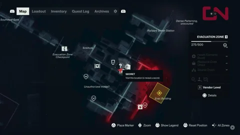 The Könstig gallery area on the Evacuation Zone map