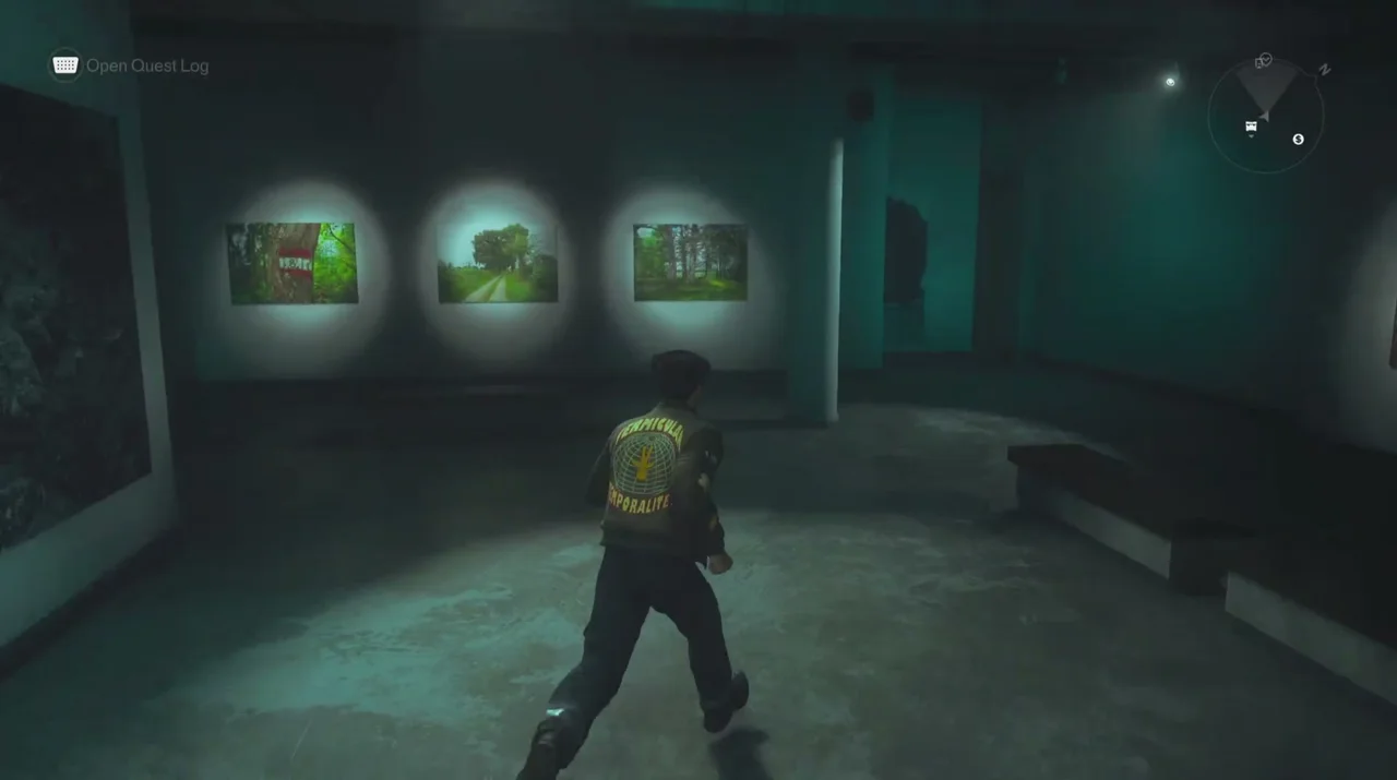 The Journey trio fully lit, the hidden passage open at the wall’s right corner