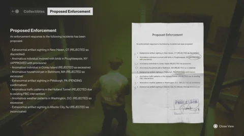 The Proposed Enforcement document in the storage room