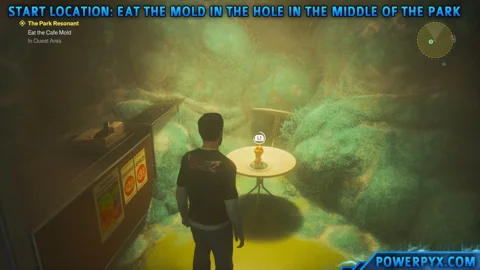 The eat prompt over the cafe mold, with Eat the Cafe Mold already tracked