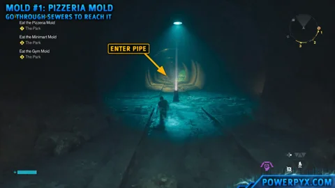 Enter the round pipe in the underground route, arrow added