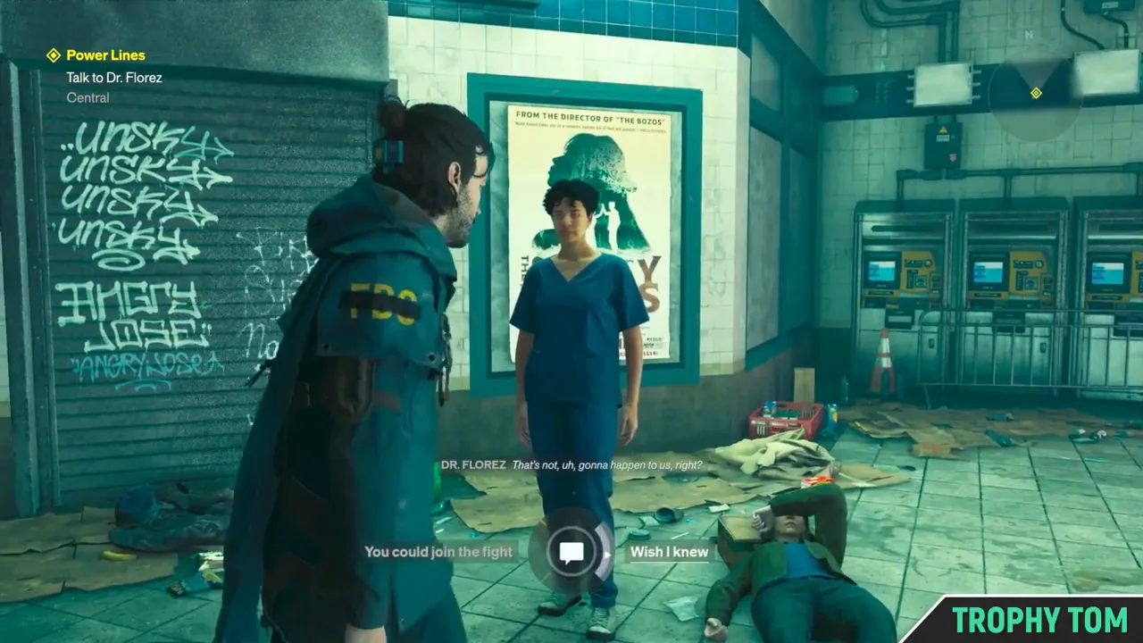 Talking to Dr. Florez to complete Power Lines and receive the Living Shard