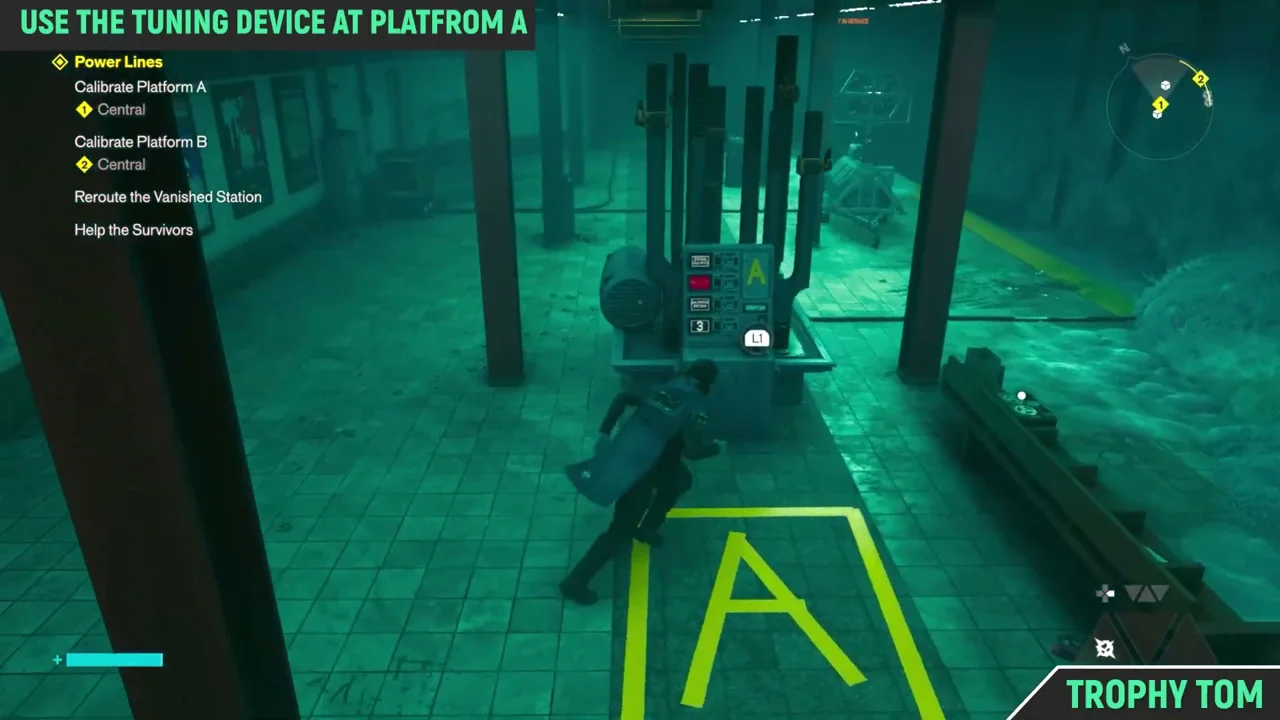 Pulling the Tuning Device on Platform A after placing both units