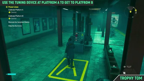 Platform A in the Vanished station: the device marked A and the big floor A
