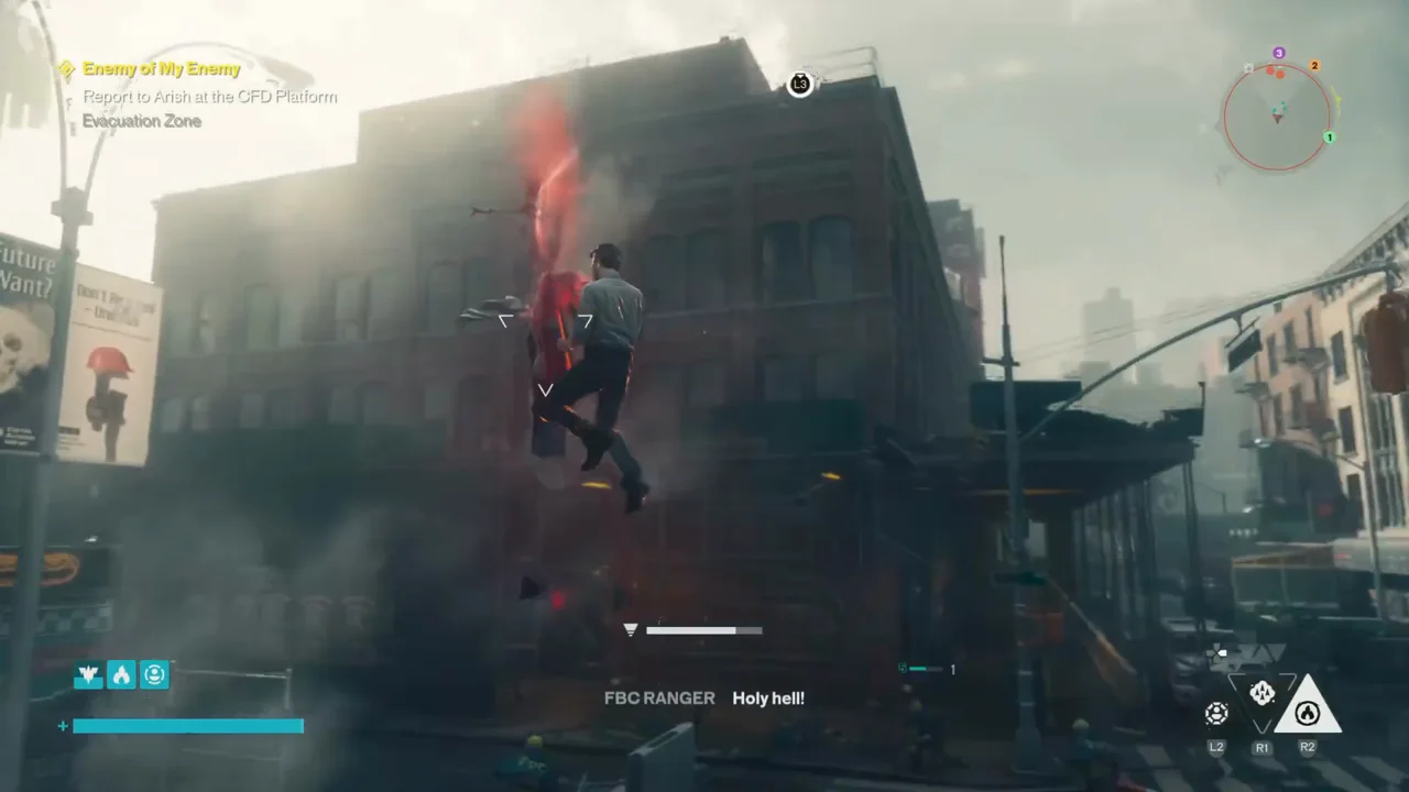 Reach movement from the street toward an elevated platform
