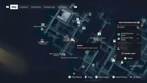 Testing Facility Broadway on the West Incursion Zone map