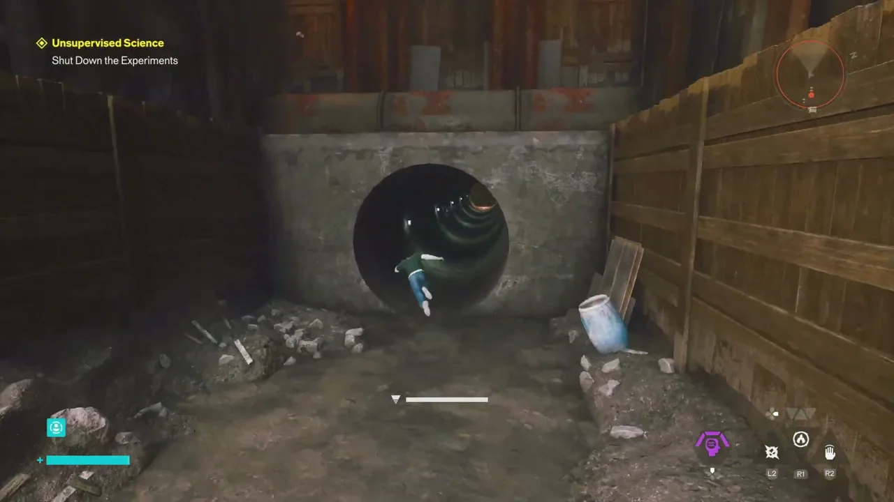 The drainage pipe entrance to Testing Facility Broadway