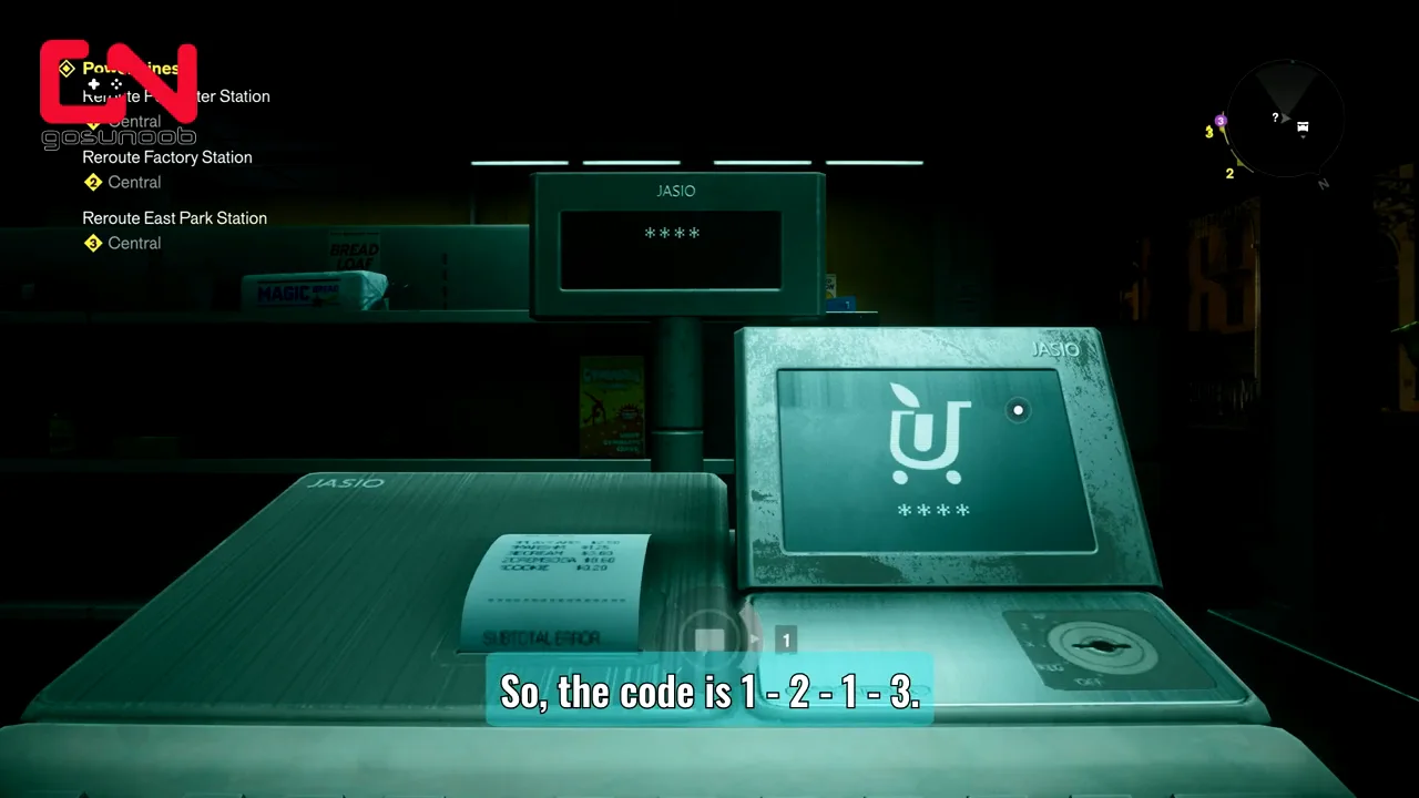 Entering 1213 at the register and the hidden room opening