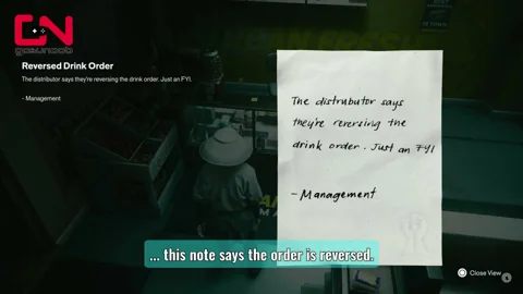 The Reversed Drink Order note from Management