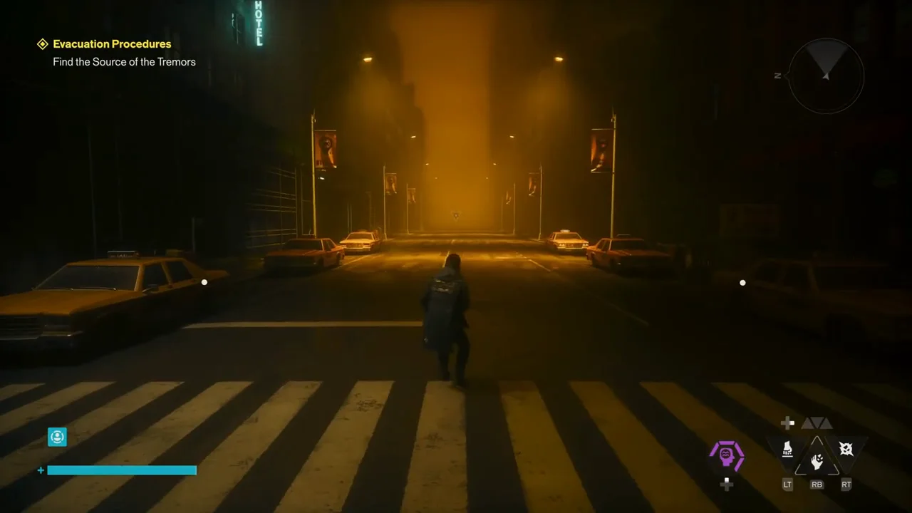Evacuation: watch a full cycle for the taxi whose headlights flash twice