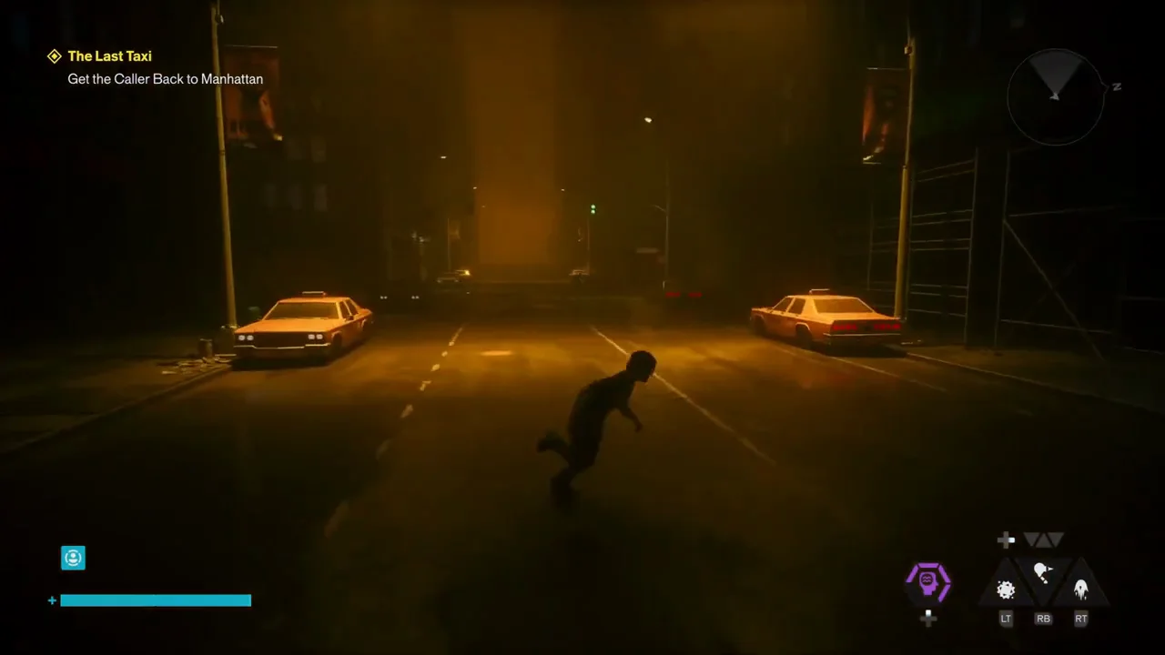 Downtown: approach the other cars and watch which distant taxi's sign lights up