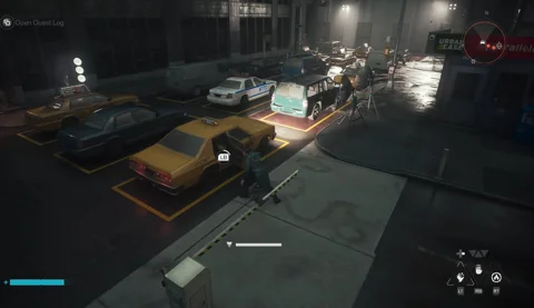 The Downtown taxi at the traffic jam on the Deserted Area road