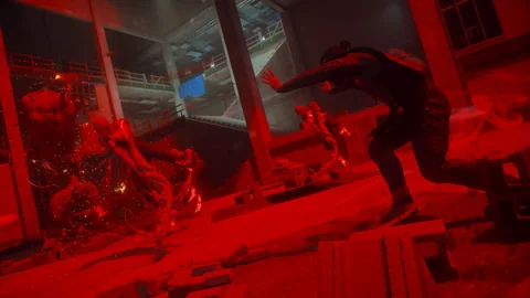 Red-lit combat — official 4K wallpaper